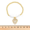 Brass Micro Pave Cubic Zirconia Charm Bracelets for Women LS-BJEW-M050-02G-03-5