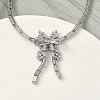 Bowknot Brass Micro Pave Cubic Zirconia Link Chain Bracelets for Women BJEW-A279-01P-1