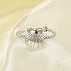 Shell 304 Stainless Steel Open Cuff Rings for Women RJEW-G338-09P-3