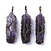 Natural Amethyst Big Wire Wrapped Pointed Pendants G-T133-R02C-1