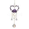 Natural Amethyst Chip Beads with Brass Finding Pendant Decorations HJEW-JM01815-03-1