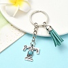 Alloy with Resin Imitation Synthetic Turquoise Keychain KEYC-YW00087-20-1