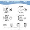 48Pcs 8 Style 304 & 201 & 303 Stainless Steel European Beads STAS-UN0040-02-3
