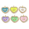 Rack Plating Brass Micro Pave Clear Cubic Zirconia with Enamel Charms KK-G515-12A-1