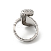 Letter Brass Micro Pave Clear Cubic Zirconia Open Cuff Ring for Women RJEW-N046-03J-P-3