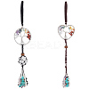 2Pcs Natural & Synthetic Gemstone Tree of Life Pendant Decorations HJEW-UN00077-1