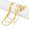 304 Stainless Steel Flat Snake Chain 3 Layer Necklaces NJEW-H038-02G-1