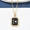 Brass Micro Pave Clear Cubic Zirconia Enamel Rectangle Pendant Necklaces for Women NJEW-S449-03B-G-3