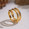 Flower 304 Stainless Steel Cuff Rings for Women RJEW-Z123-02G-1