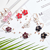 5 Pairs 5 Colors Acrylic Flower Dangle Hoop Earrings with Rhinestone Tassel EJEW-AN0003-70-5