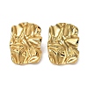 Ion Plating(IP) 304 Stainless Steel Textured Rectangle Ear Studs for Women EJEW-P234-14G-1