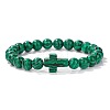 Synthetic Malachite Round Beads Stretch Bracelets LS-YG0612-13-1