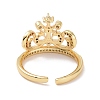 Clear Cubic Zirconia Crown Open Ring RJEW-P032-28G-3