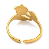 Ion Plating(IP) Tulip 304 Stainless Steel Open Cuff Finger Rings for Women RJEW-P114-05G-3