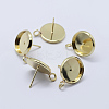 Brass Stud Earring Settings KK-P131-01A-12mm-G-1
