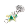 Starfish/Sea Stars Dyed Synthetic Turquoise & Alloy Shell Shape Pendants PALLOY-JF03957-02-4