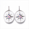 Brass Micro Pave Cubic Colorful Zirconia Pendants KK-N232-170P-NF-1