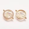 Brass Micro Pave Grade AAA Cubic Zirconia Links ZIRC-P058-03G-NR-1