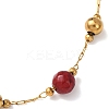 Natural Agate & Dyed Jade Round Beaded Link Bracelets BJEW-G774-02G-6