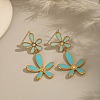 304 Stainless Steel Enamel Flower Dangle Stud Earrings LS-EJEW-G451-02G-1