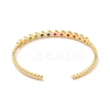 Colorful Cubic Zirconia Flat Round Open Cuff Bangle BJEW-M231-06G-3