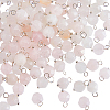 100Pcs Faceted Natural Rose Quartz Star Cut Round Charms G-HS0001-04-1