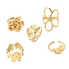 5Pcs 304 Stainless Steel Open Cuff Rings for Women RJEW-K313-11G-4