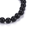 Natural Black Agate(Dyed) & Mixed Stone Beads Stretch Bracelets BJEW-JB04219-4