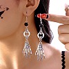Halloween Alloy Skull Dangle Earrings EJEW-K316-01A-AS-1