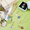 7Pcs 7 Colors Heart with Evil Eye Alloy Enamel Pendant Decorations HJEW-FH0001-74-5