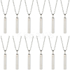 12 Sets 201 Stainless Steel Rectangle Pendant Necklaces NJEW-SC0001-59-1