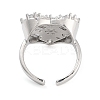 Rack Plating Brass Micro Pave Cubic Zirconia Heart Open Cuff Rings for Women RJEW-C080-05P-3
