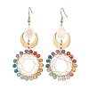 Chakra Natural Mixed Stones Copper Wire Wrapped Dangle Earrings EJEW-TA00503-1