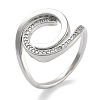 Rack Plating Brass Micro Pave Cubic Zirconia Open Cuff Rings for Women RJEW-Z059-31P-1