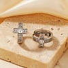 Elegant Cross Brass Pave Clear Cubic Zirconia Hoop Earrings HU5672-1-1