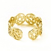 Ion Plating(IP) 304 Stainless Steel Star of David Open Cuff Ring for Women RJEW-C053-01G-3