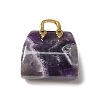 Natural Amethyst Brass Pendants KK-E274-01G-18-2
