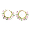 Glass Flower Hoop Earrings EJEW-TA00589-03-1