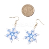 304 Stainless Steel Glass Seed Beads Snowflake Dangle Earrings EJEW-MZ00537-01-4