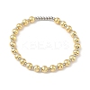 Brass Round Beaded Stretch Bracelets for Women BJEW-B148-01GP-4