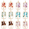 12Pcs 6 Styles Natural Mixed Gemstone Chip Copper Wire Wrapped Tree of Life Pendants PALLOY-FH00046-1