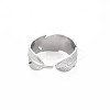 Non-Tarnish 304 Stainless Steel Leaf Wrap Open Cuff Ring for Women RJEW-S405-213P-2