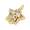 Brass Clear Cubic Zirconia Connector Charms KK-Z094-03G-02-2