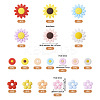 19Pcs 19 Styles Flower Food Grade Eco-Friendly Silicone Focal Beads SIL-BT0001-05-3