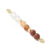 Faceted Round Natural Quartz Crystal & Carnelian & Red Jasper Beaded Connector Charms PALLOY-JF03530-01-2