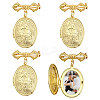 4Pcs Brass Locket Pendant Brooch for Wedding Photo JEWB-CA00012-1