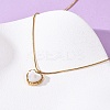 304 Stainless Steel & White Shell Heart Pendant Round Snake Chain Necklaces for Women NJEW-K255-39G-3