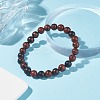Natural Mahogany Obsidian Round Beaded Stretch Bracelet BJEW-JB07905-01-2