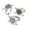 Natural Green Aventurine Adjustable Rings RJEW-K271-01P-12-1