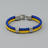Flag Color Imitation Leather Double Line Cord Bracelet with Alloy Clasp GUQI-PW0001-088-2